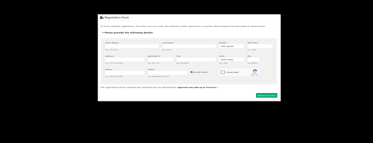 Register for an account